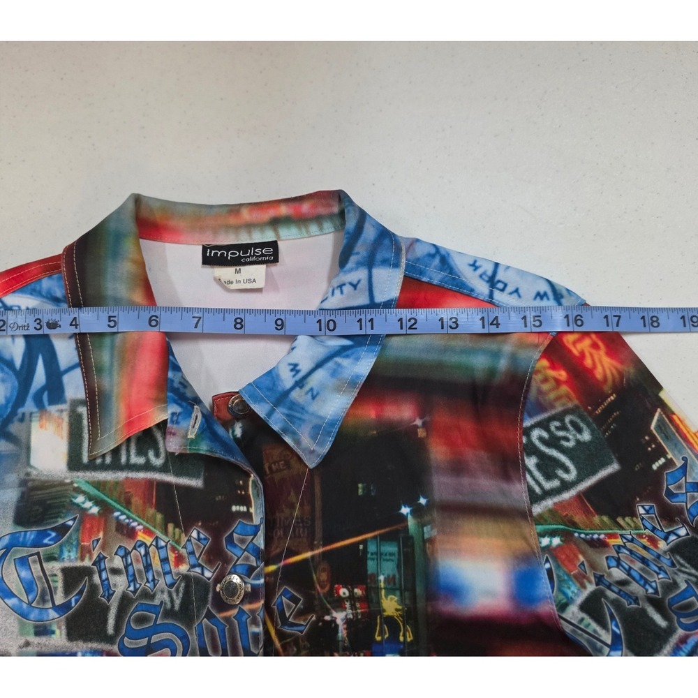Impulse California Womens Medium NYC Times Square Photo Print Jacket Made in USA - Picture 8 of 11